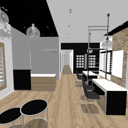 Aménagement  de magasin optique - conception 3D simple