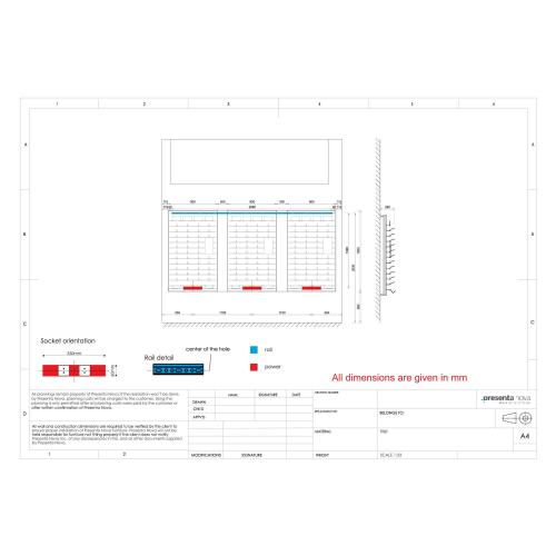 Electrical socket positions of our optical wall displays